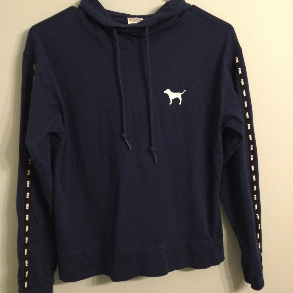 PINK Navy Blue Cotton Hoodie XS